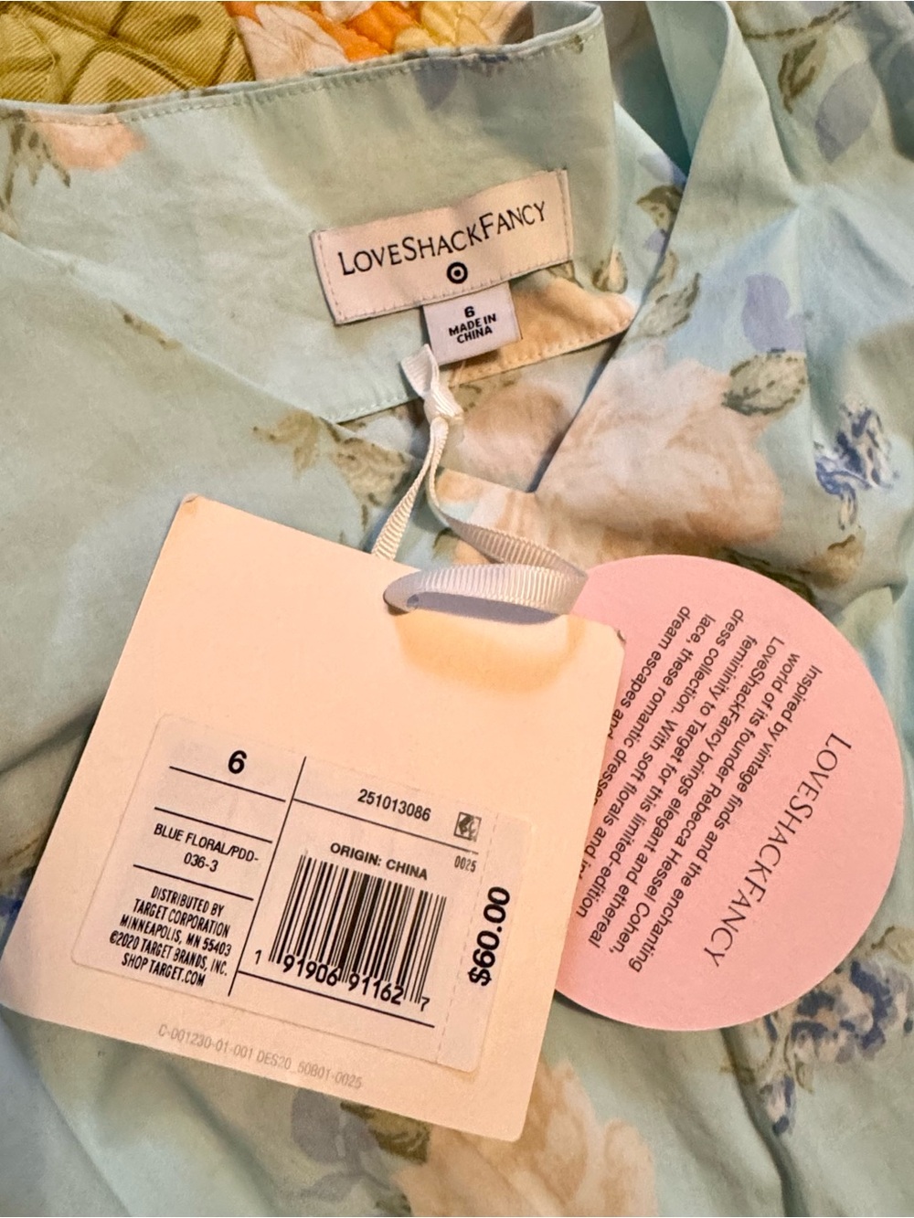 LoveShackFancy NWT Pale Blue Floral Off-Shoulder Maxi Dress Size 6 - Picture 7 of 9
